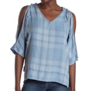 Liverpool Wavecrest Light Chambray Cold Shoulder Top Size XS